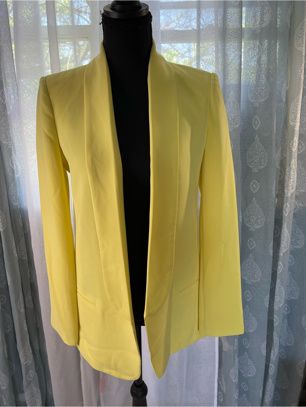 Mural Lemon Yellow Open-Front Blazer Jacket
